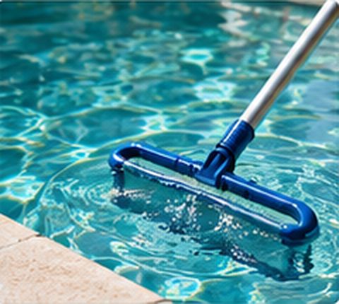 Brosse d'entretien passée sur la paroi d'une piscine